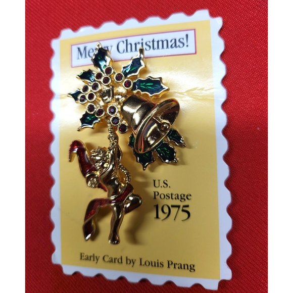 Vintage Christmas Pins/ Brooch Set of 2  Christmas Angel Bell & Candy Vane Pins - Picture 11 of 11